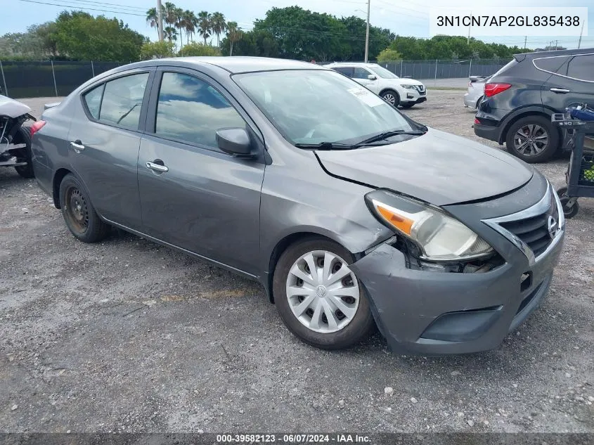 3N1CN7AP2GL835438 2016 Nissan Versa 1.6 Sv