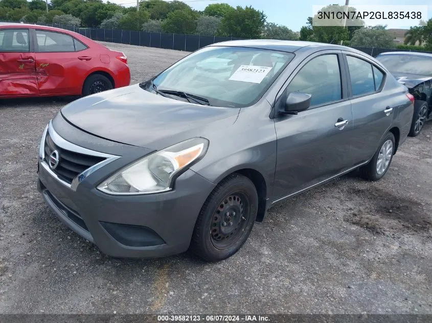 2016 Nissan Versa 1.6 Sv VIN: 3N1CN7AP2GL835438 Lot: 39582123