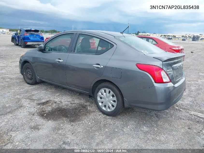 3N1CN7AP2GL835438 2016 Nissan Versa 1.6 Sv