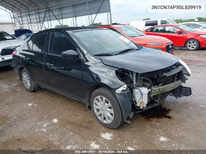 3N1CN7AP5GL839919 2016 Nissan Versa 1.6 S+