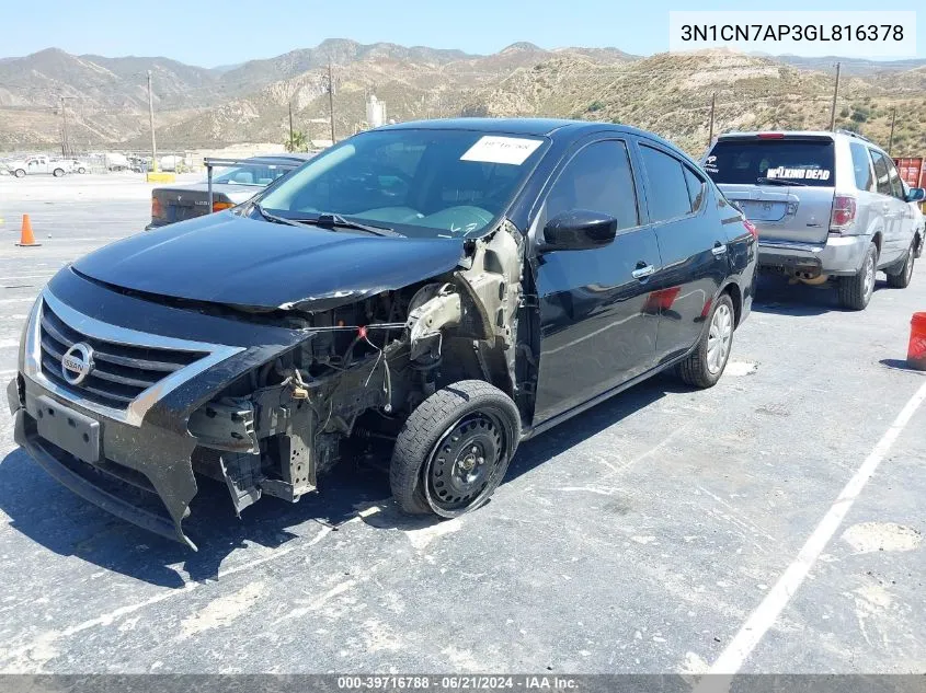 2016 Nissan Versa 1.6 S/1.6 S+/1.6 Sl/1.6 Sv VIN: 3N1CN7AP3GL816378 Lot: 39716788