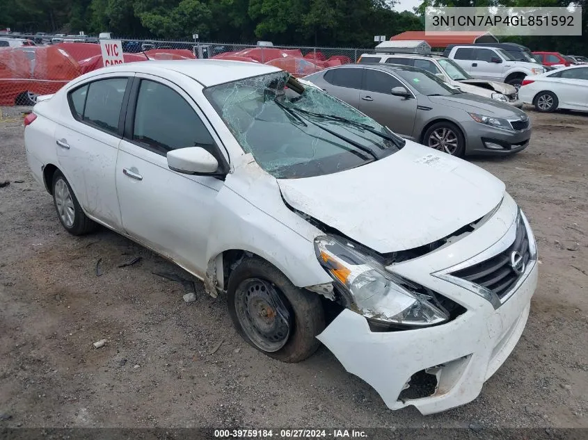 3N1CN7AP4GL851592 2016 Nissan Versa 1.6 S/1.6 S+/1.6 Sl/1.6 Sv