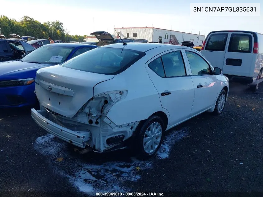 2016 Nissan Versa 1.6 S VIN: 3N1CN7AP7GL835631 Lot: 39941619