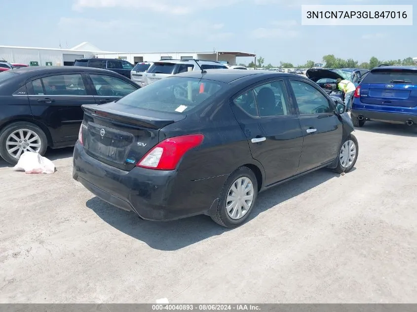 2016 Nissan Versa 1.6 Sv VIN: 3N1CN7AP3GL847016 Lot: 40040893