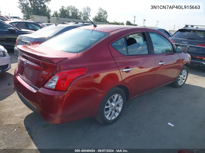 3N1CN7AP4GL915663 2016 Nissan Versa 1.6 Sv