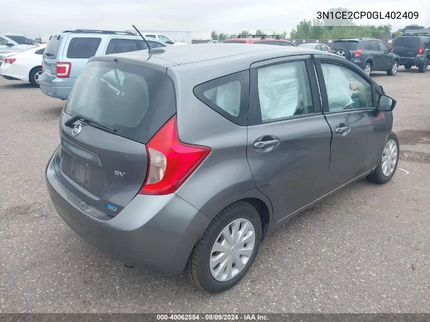 2016 Nissan Versa Note S (Sr)/S Plus/Sl/Sr/Sv VIN: 3N1CE2CP0GL402409 Lot: 40062554