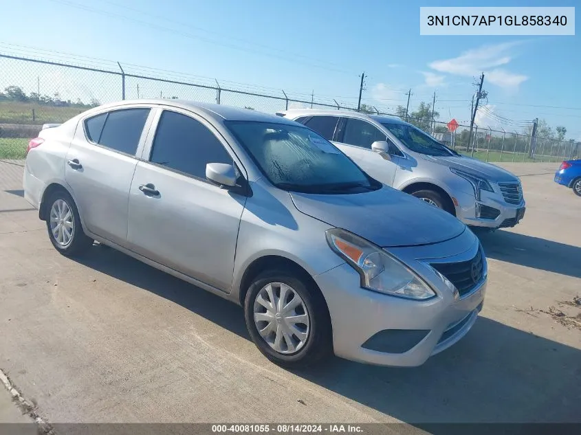 2016 Nissan Versa 1.6 S+ VIN: 3N1CN7AP1GL858340 Lot: 40081055