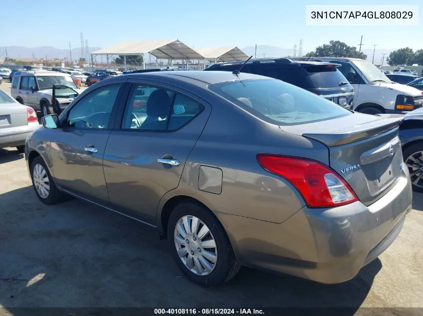 2016 Nissan Versa 1.6 S/1.6 S+/1.6 Sl/1.6 Sv VIN: 3N1CN7AP4GL808029 Lot: 40108116