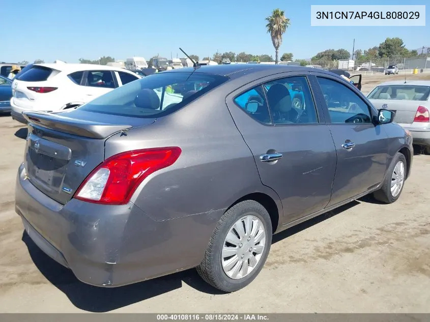 2016 Nissan Versa 1.6 S/1.6 S+/1.6 Sl/1.6 Sv VIN: 3N1CN7AP4GL808029 Lot: 40108116