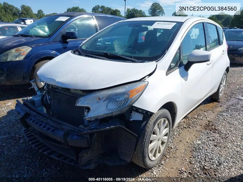 2016 Nissan Versa Note Sv VIN: 3N1CE2CP0GL384560 Lot: 40116005