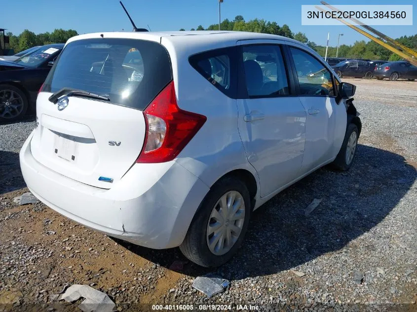 3N1CE2CP0GL384560 2016 Nissan Versa Note Sv