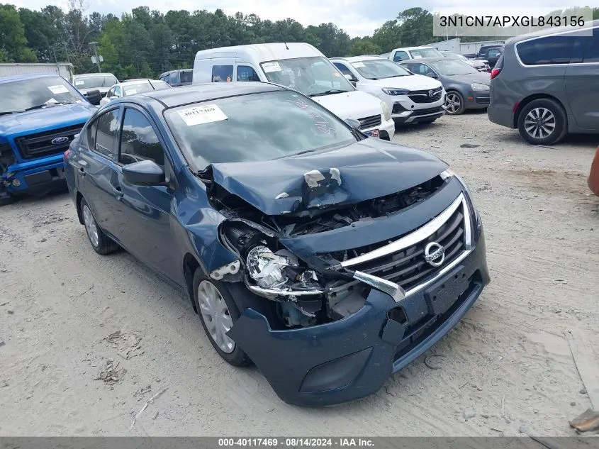 3N1CN7APXGL843156 2016 Nissan Versa 1.6 S+