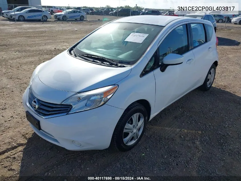 2016 Nissan Versa Note S (Sr)/S Plus/Sl/Sr/Sv VIN: 3N1CE2CP0GL403317 Lot: 40117698