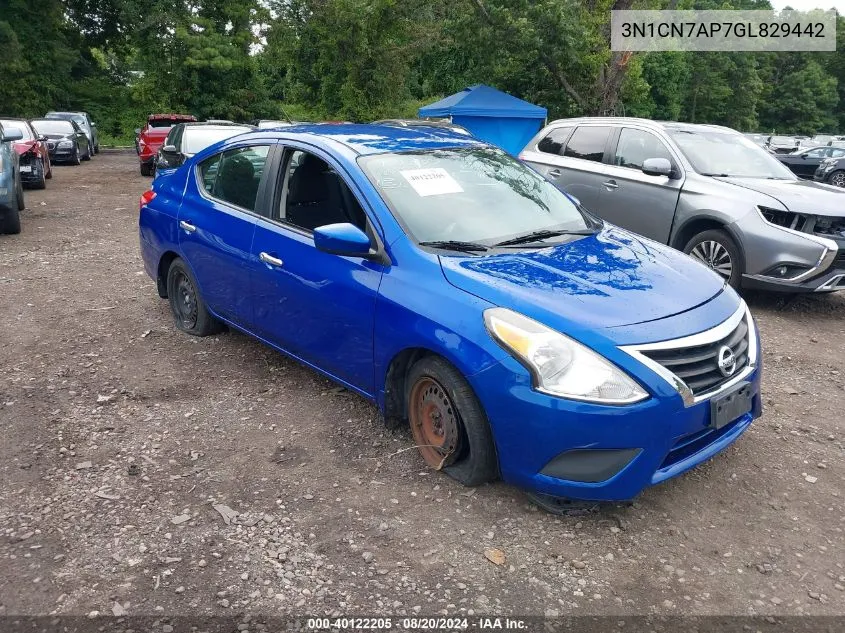 2016 Nissan Versa 1.6 S/1.6 S+/1.6 Sl/1.6 Sv VIN: 3N1CN7AP7GL829442 Lot: 40122205