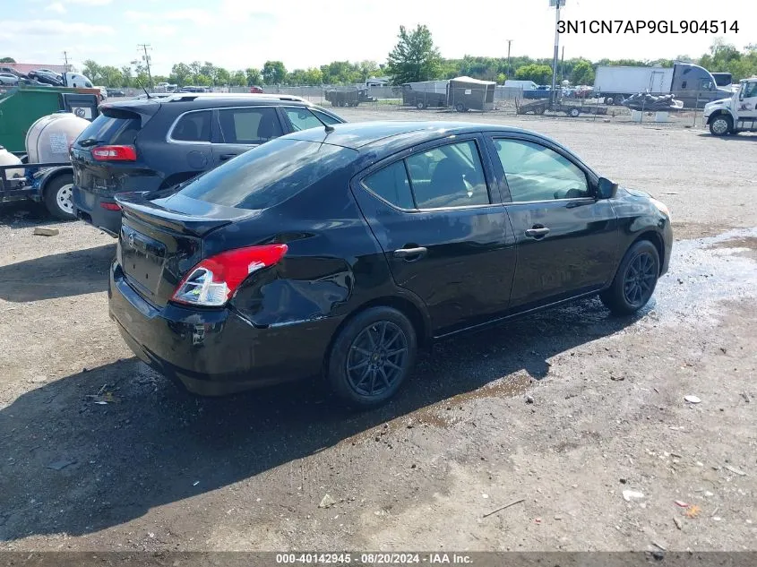 3N1CN7AP9GL904514 2016 Nissan Versa 1.6 S+