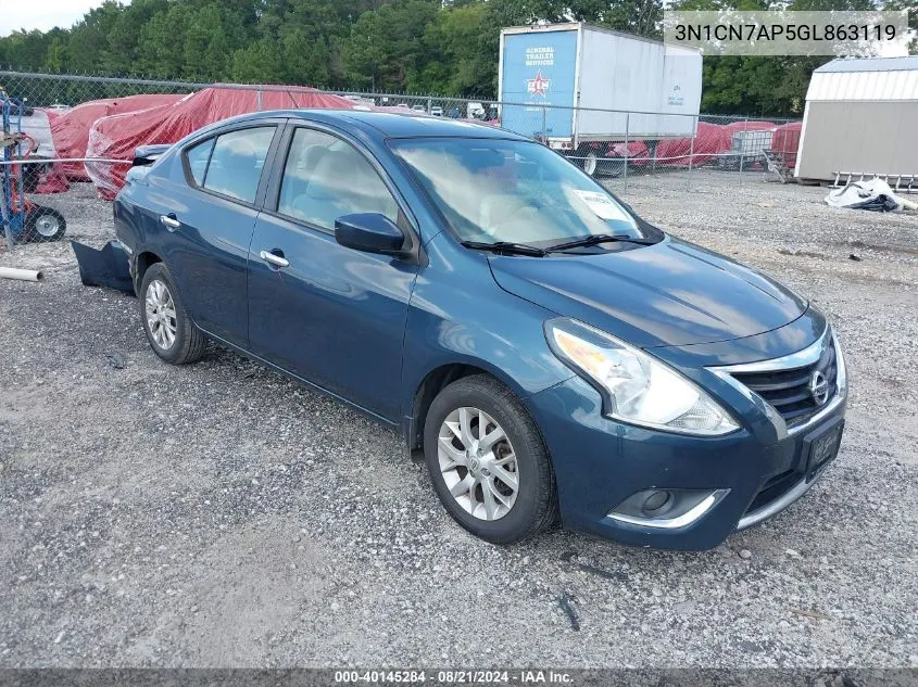 2016 Nissan Versa 1.6 Sv VIN: 3N1CN7AP5GL863119 Lot: 40145284