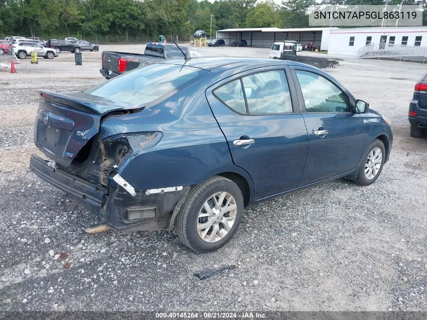 2016 Nissan Versa 1.6 Sv VIN: 3N1CN7AP5GL863119 Lot: 40145284