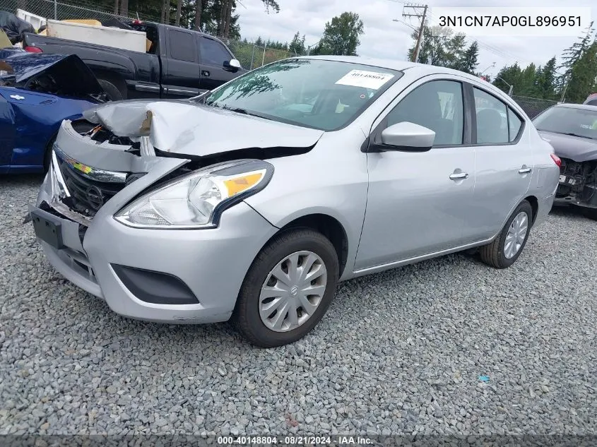 2016 Nissan Versa 1.6 Sv VIN: 3N1CN7AP0GL896951 Lot: 40148804