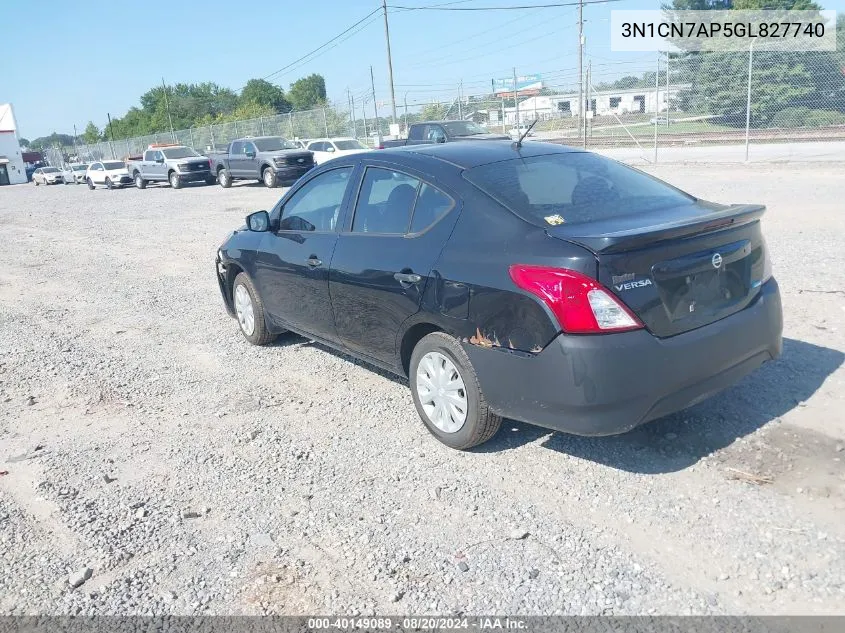 2016 Nissan Versa S/S Plus/Sv/Sl VIN: 3N1CN7AP5GL827740 Lot: 40149089