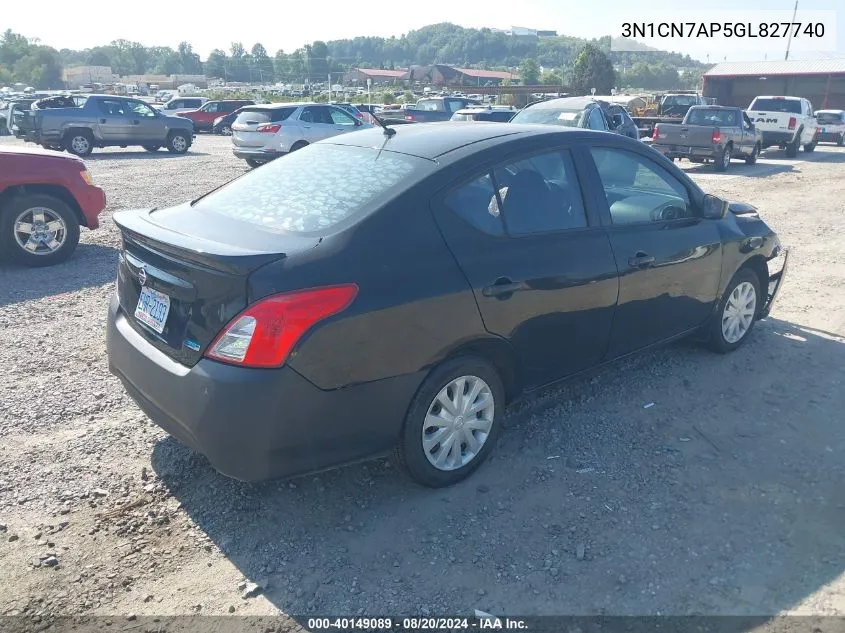 3N1CN7AP5GL827740 2016 Nissan Versa S/S Plus/Sv/Sl