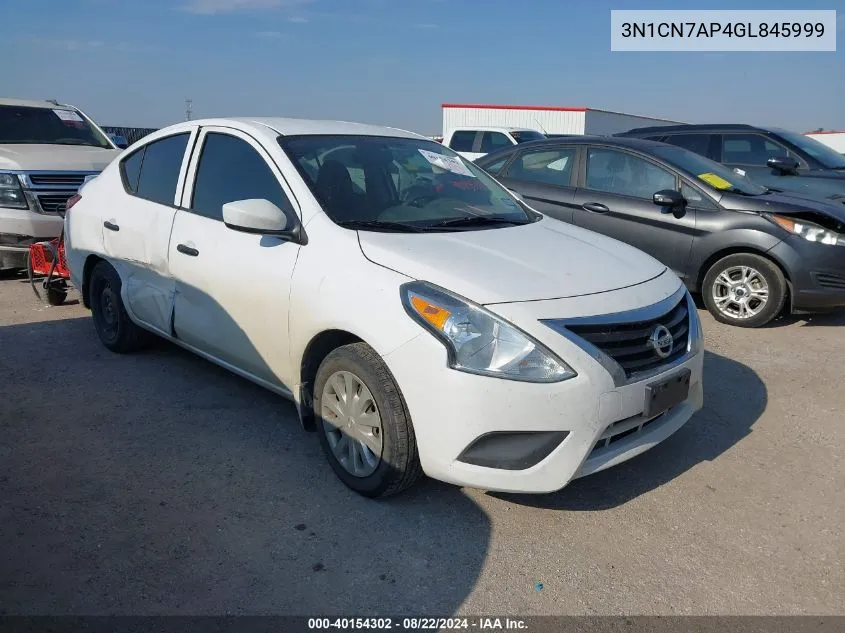 2016 Nissan Versa 1.6 S+ VIN: 3N1CN7AP4GL845999 Lot: 40154302