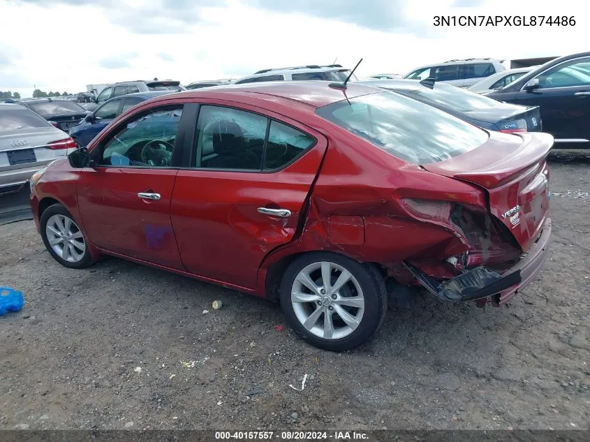 2016 Nissan Versa 1.6 Sl VIN: 3N1CN7APXGL874486 Lot: 40157557