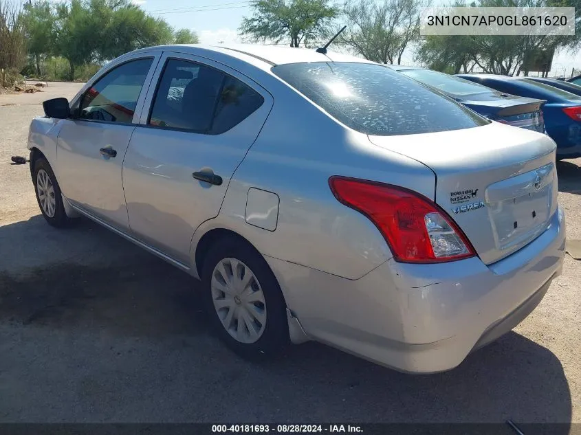 2016 Nissan Versa 1.6 S VIN: 3N1CN7AP0GL861620 Lot: 40181693