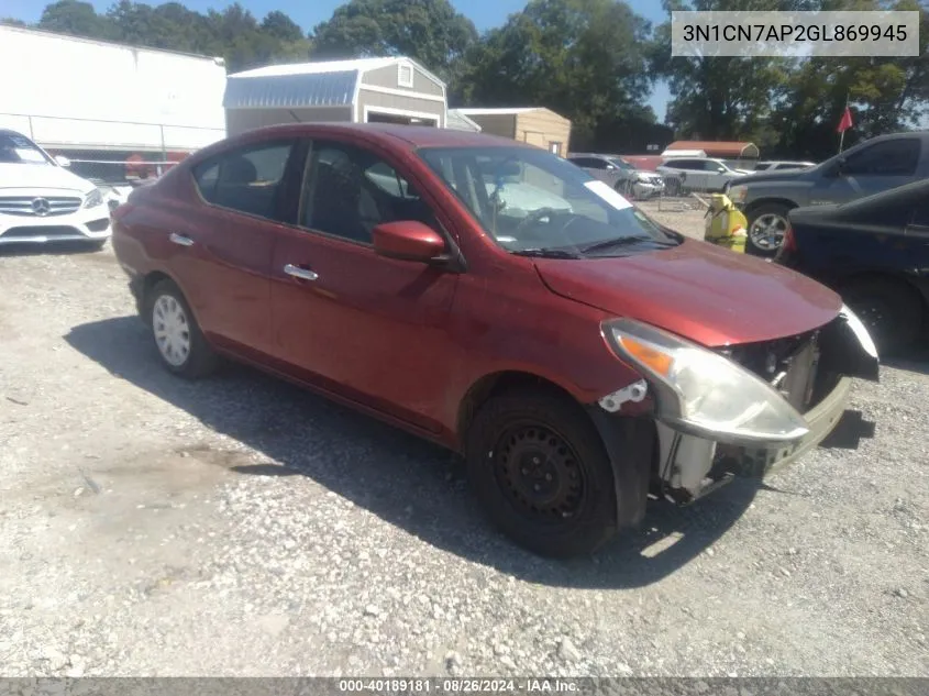 3N1CN7AP2GL869945 2016 Nissan Versa 1.6 S/1.6 S+/1.6 Sl/1.6 Sv