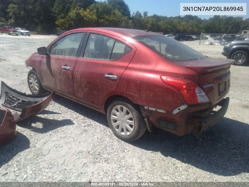 3N1CN7AP2GL869945 2016 Nissan Versa 1.6 S/1.6 S+/1.6 Sl/1.6 Sv