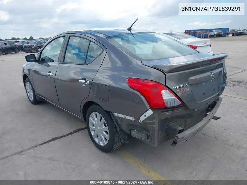 2016 Nissan Versa 1.6 Sv VIN: 3N1CN7AP7GL839291 Lot: 40189873