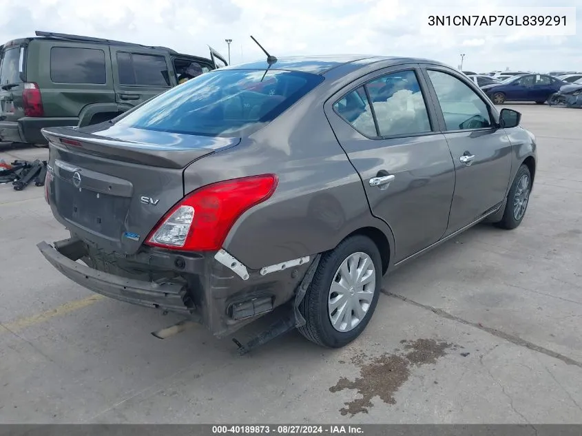 2016 Nissan Versa 1.6 Sv VIN: 3N1CN7AP7GL839291 Lot: 40189873