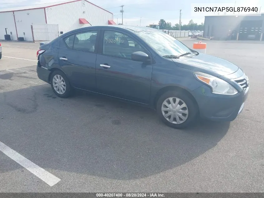 2016 Nissan Versa 1.6 S/1.6 S+/1.6 Sl/1.6 Sv VIN: 3N1CN7AP5GL876940 Lot: 40207400