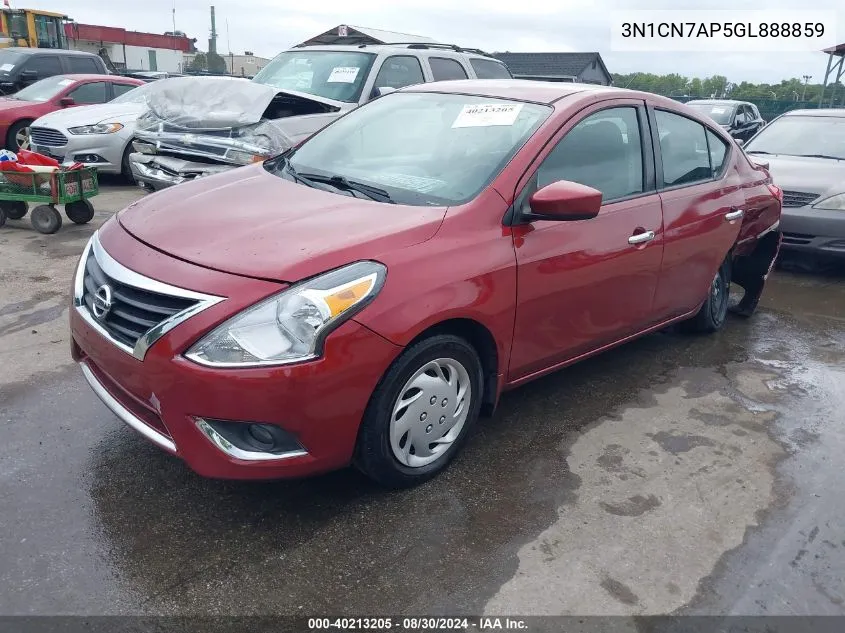 2016 Nissan Versa 1.6 Sv VIN: 3N1CN7AP5GL888859 Lot: 40213205