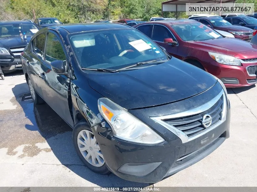 2016 Nissan Versa 1.6 S+ VIN: 3N1CN7AP7GL877667 Lot: 40215619