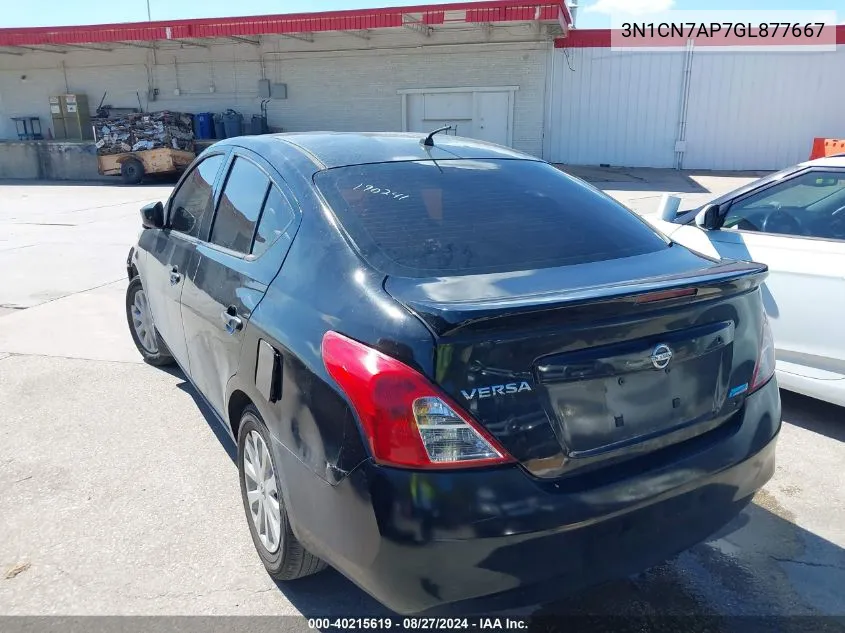 2016 Nissan Versa 1.6 S+ VIN: 3N1CN7AP7GL877667 Lot: 40215619