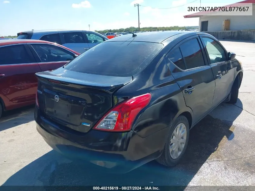 2016 Nissan Versa 1.6 S+ VIN: 3N1CN7AP7GL877667 Lot: 40215619