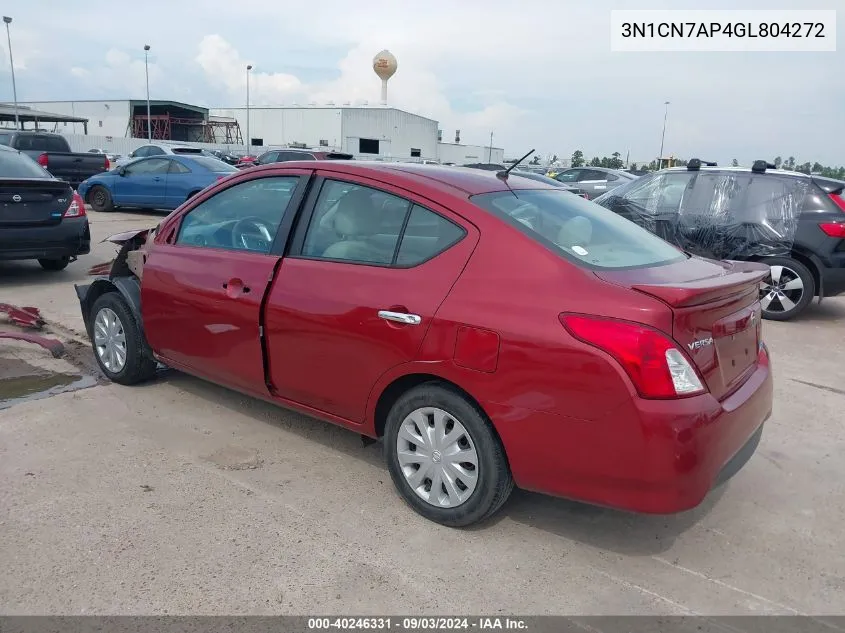 3N1CN7AP4GL804272 2016 Nissan Versa 1.6 S/1.6 S+/1.6 Sl/1.6 Sv