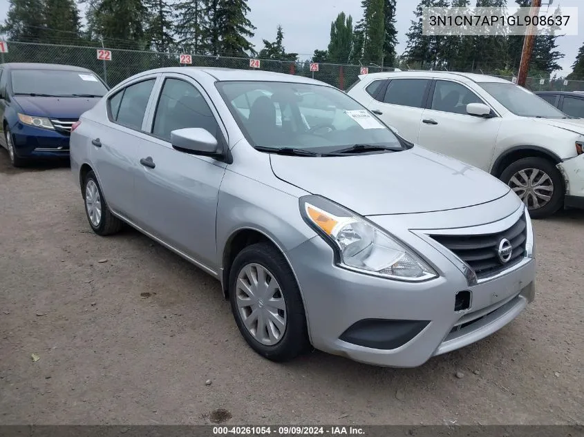 2016 Nissan Versa 1.6 S VIN: 3N1CN7AP1GL908637 Lot: 40261054