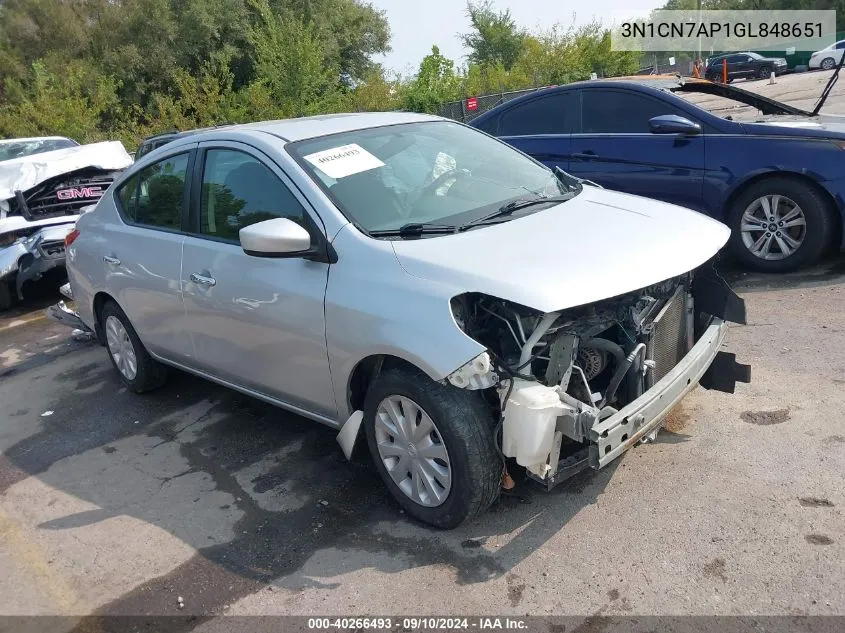 2016 Nissan Versa 1.6 Sv VIN: 3N1CN7AP1GL848651 Lot: 40266493