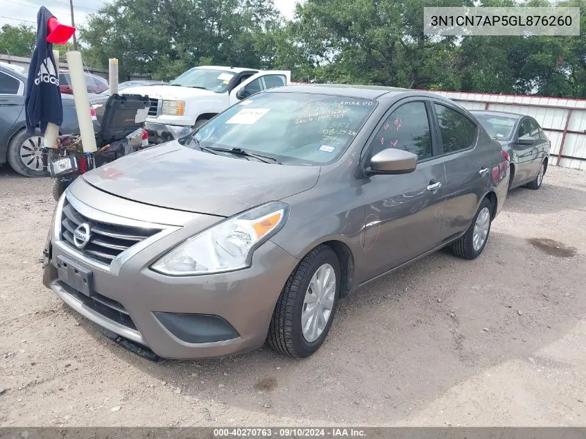 2016 Nissan Versa 1.6 S/1.6 S+/1.6 Sl/1.6 Sv VIN: 3N1CN7AP5GL876260 Lot: 40270763