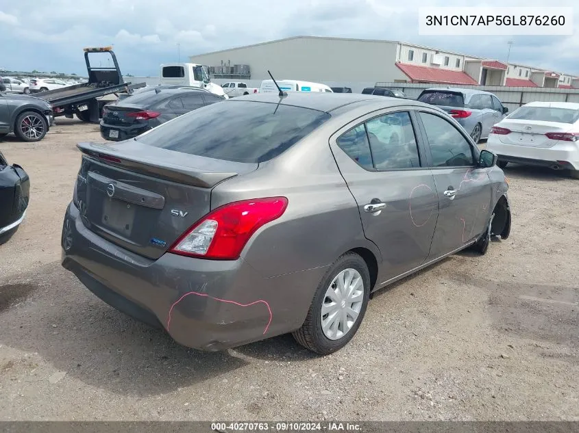 2016 Nissan Versa 1.6 S/1.6 S+/1.6 Sl/1.6 Sv VIN: 3N1CN7AP5GL876260 Lot: 40270763