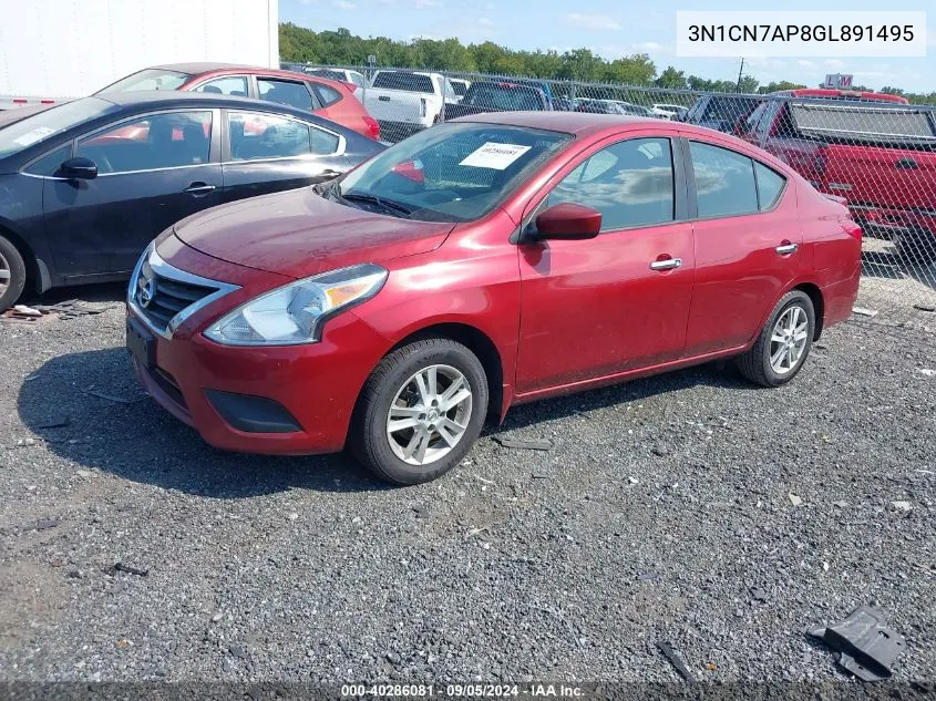 3N1CN7AP8GL891495 2016 Nissan Versa 1.6 Sv