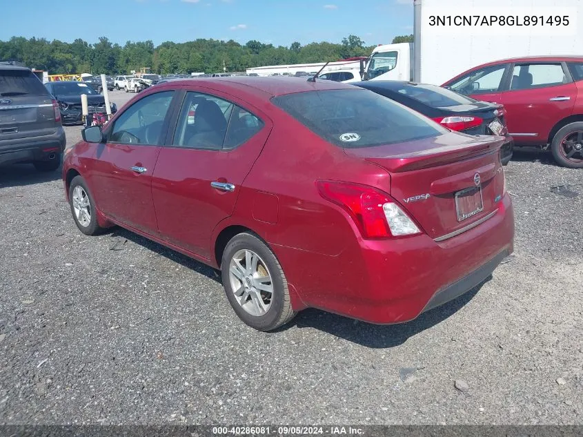 2016 Nissan Versa 1.6 Sv VIN: 3N1CN7AP8GL891495 Lot: 40286081