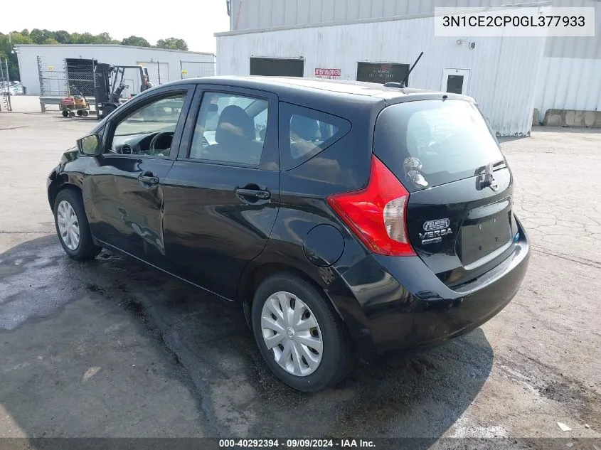 2016 Nissan Versa Note S (Sr)/S Plus/Sl/Sr/Sv VIN: 3N1CE2CP0GL377933 Lot: 40292394