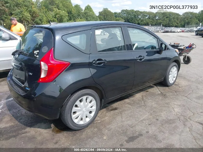 2016 Nissan Versa Note S (Sr)/S Plus/Sl/Sr/Sv VIN: 3N1CE2CP0GL377933 Lot: 40292394