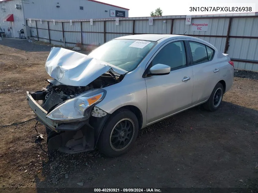 3N1CN7APXGL826938 2016 Nissan Versa S/S Plus/Sv/Sl