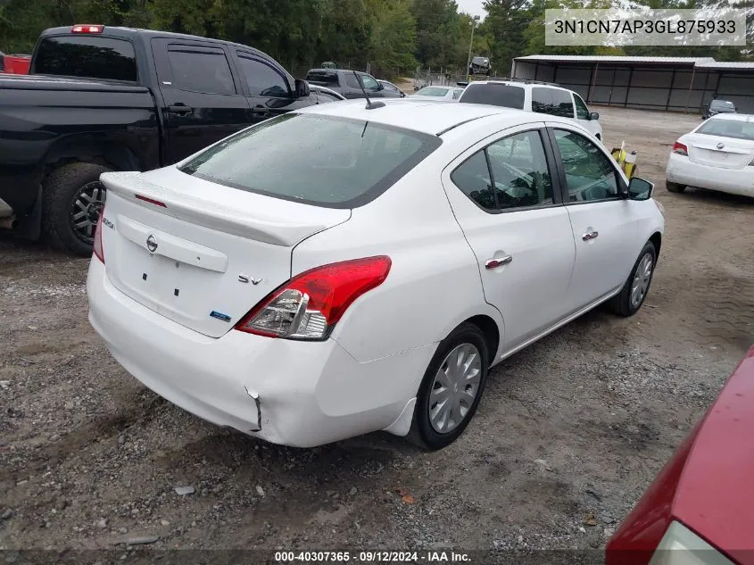 3N1CN7AP3GL875933 2016 Nissan Versa 1.6 S/1.6 S+/1.6 Sl/1.6 Sv