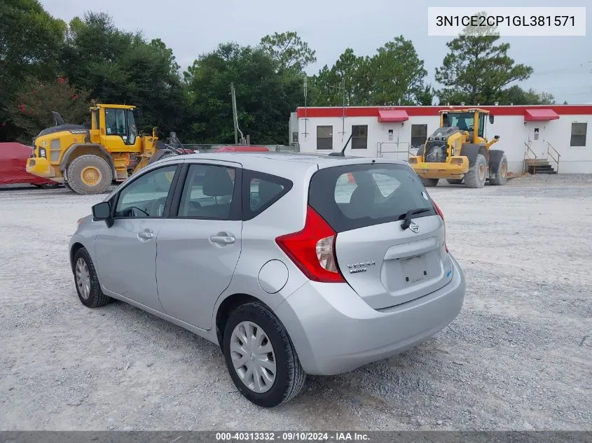 2016 Nissan Versa Note S (Sr)/S Plus/Sl/Sr/Sv VIN: 3N1CE2CP1GL381571 Lot: 40313332