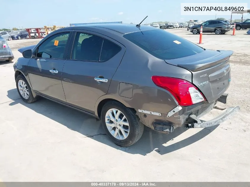 2016 Nissan Versa 1.6 Sv VIN: 3N1CN7AP4GL849602 Lot: 40337178