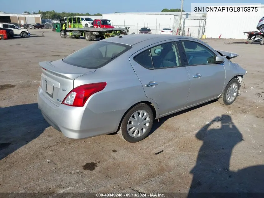 2016 Nissan Versa 1.6 S/1.6 S+/1.6 Sl/1.6 Sv VIN: 3N1CN7AP1GL815875 Lot: 40349248